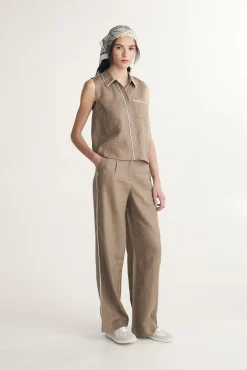 Linen pants with elastic