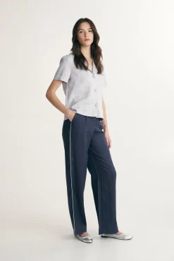 Linen pants with elastic