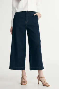 Wide leg crop high waist jean